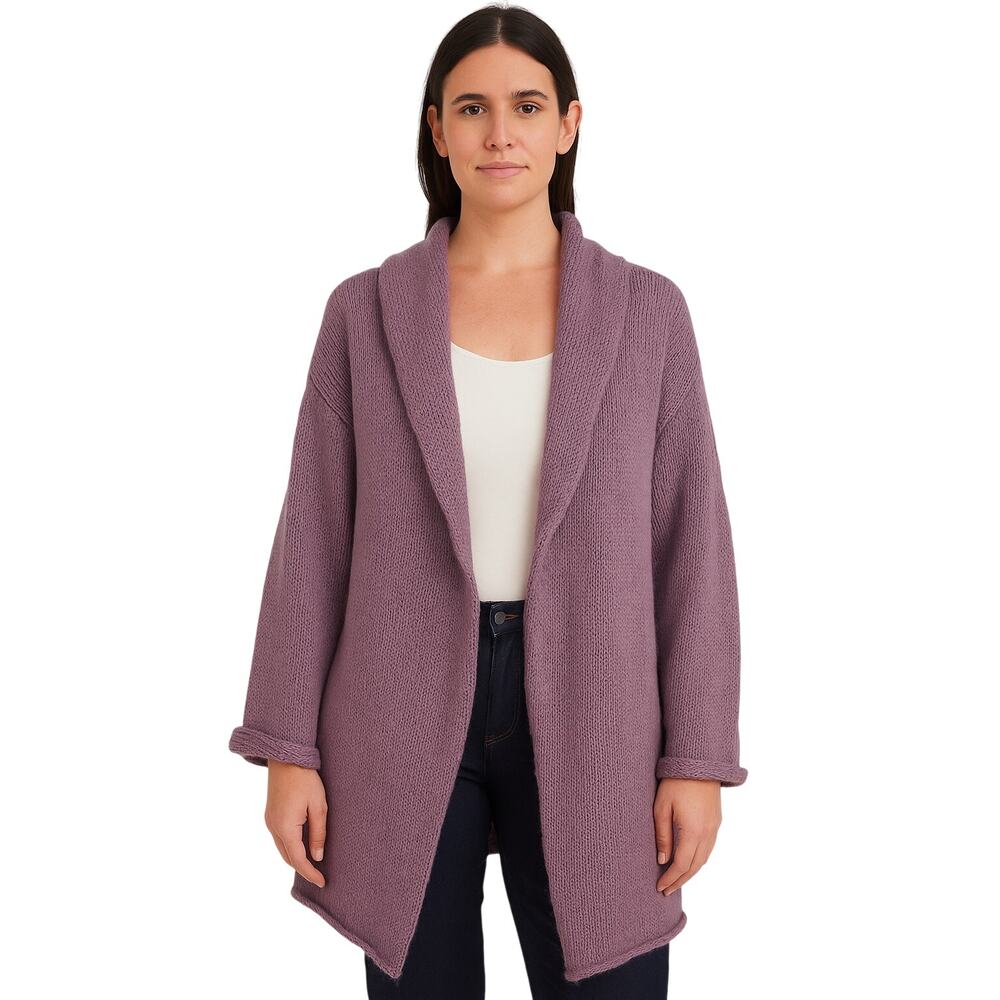 Soft Surroundings Telluride Topper Medium Lilac Mohair Wool Long Knit Cardigan